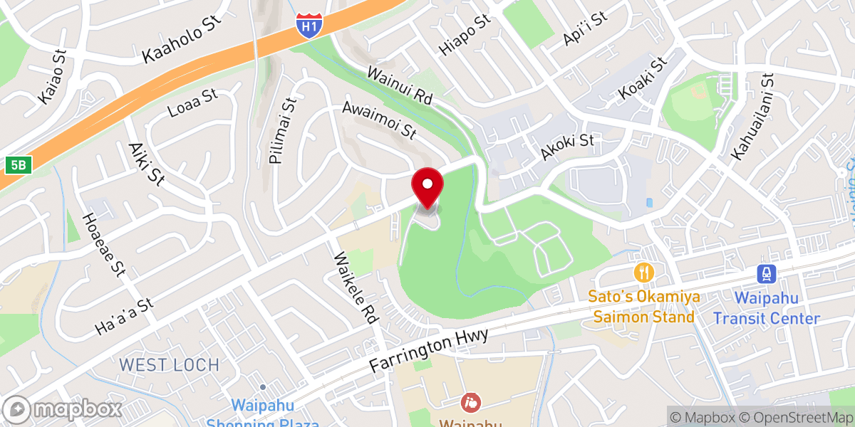 Map showing location of Waipahu Free Will Baptist Church