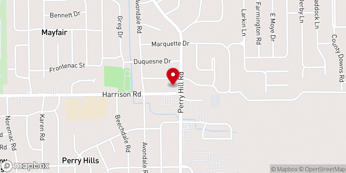Map showing location of Perry Hill United Methodist Church