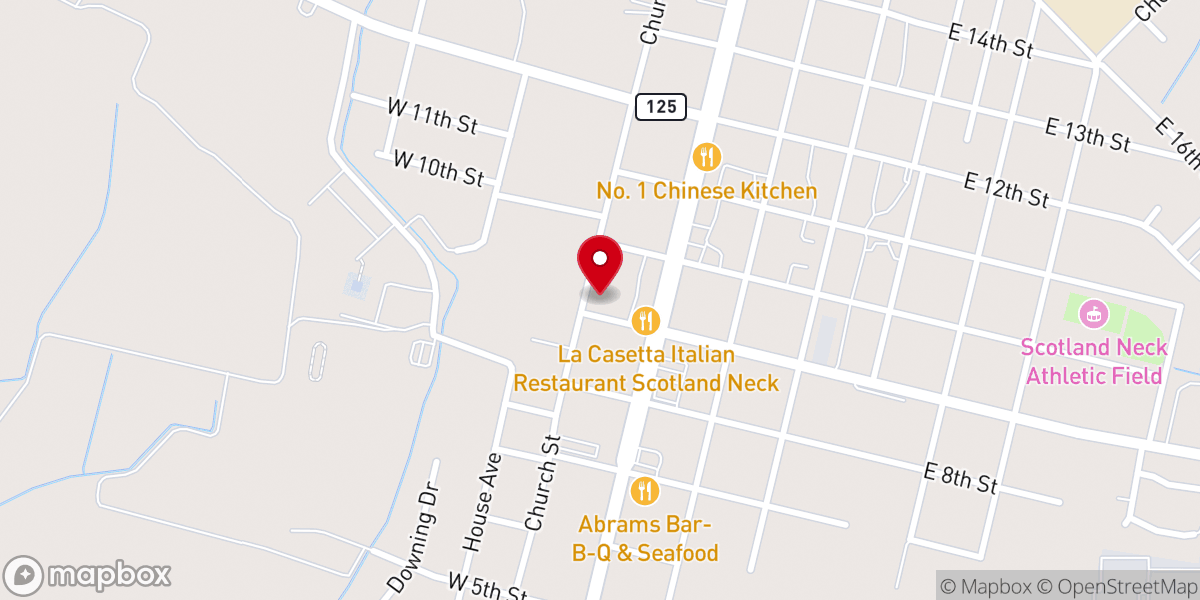 Map showing location of Scotland Neck Methodist Church