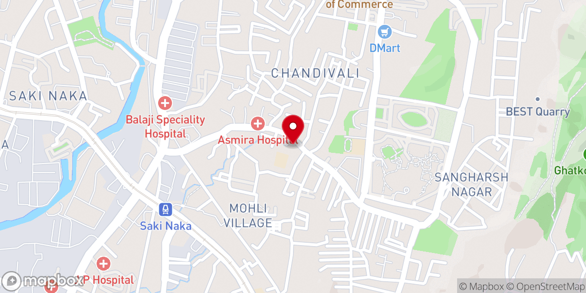 Map showing location of St. Anthony's Church, Sakinaka