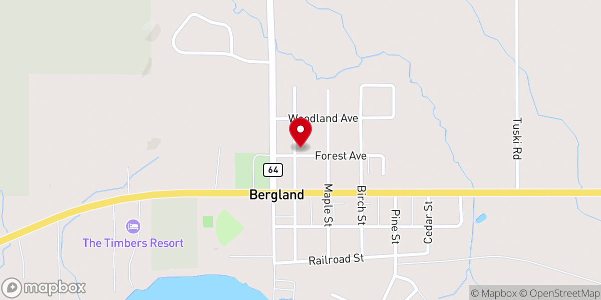 Map showing location of Saint Ann Mission Catholic Church, Bergland