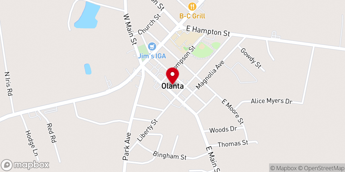 Map showing location of Olanta