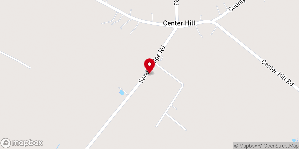 Map showing location of Center Hill Baptist Church