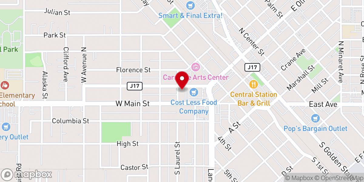 Map showing location of First Baptist Church Of Turlock