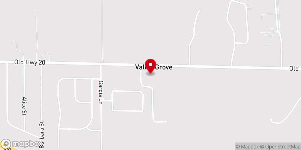 Map showing location of Valley Grove Baptist Church