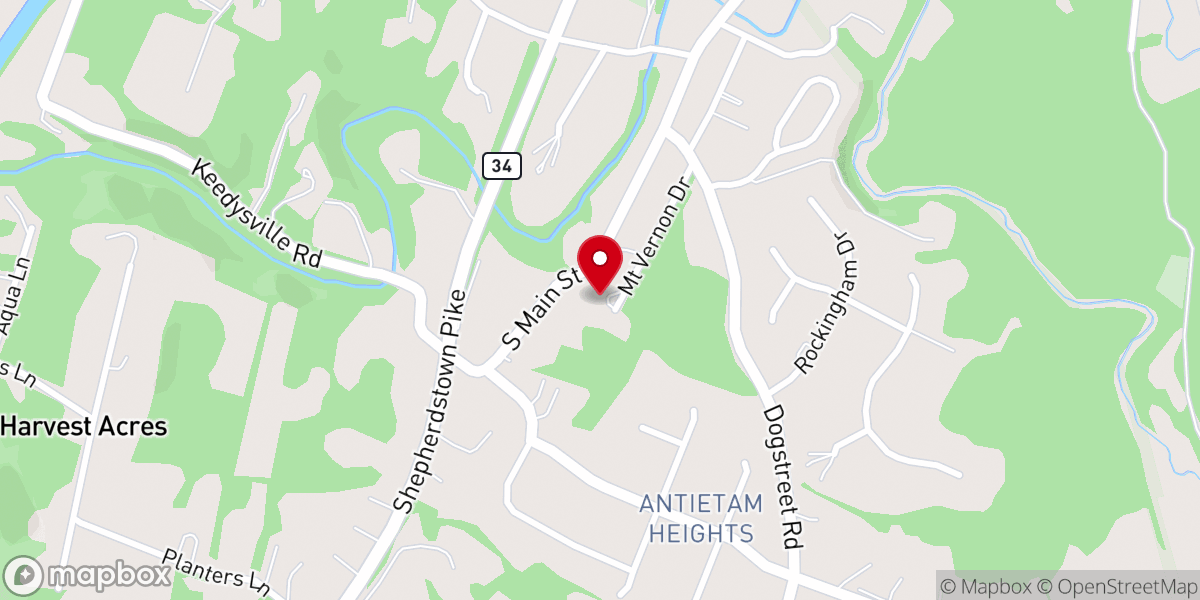 Map showing location of Little Antietam Community Center