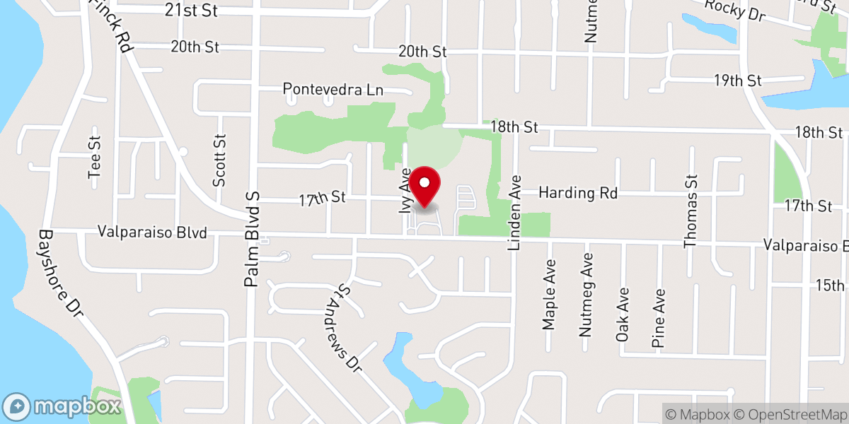 Map showing location of Holy Name of Jesus Catholic Church