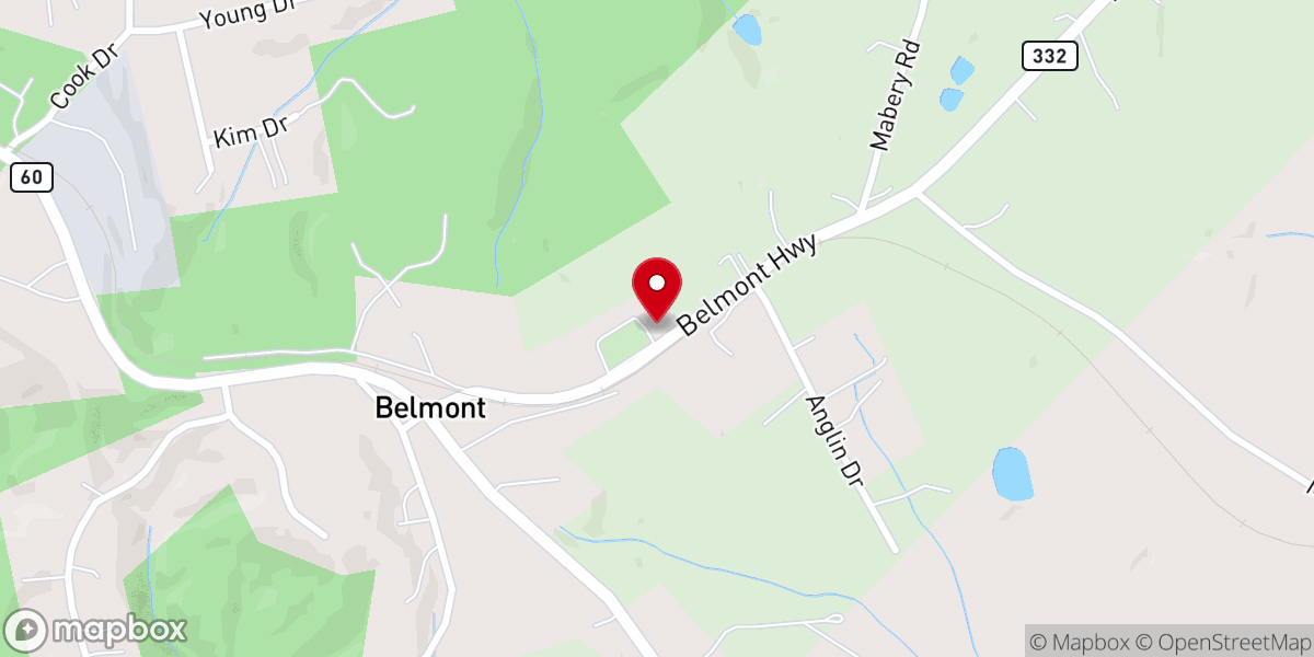 Map showing location of Belmont Baptist Church