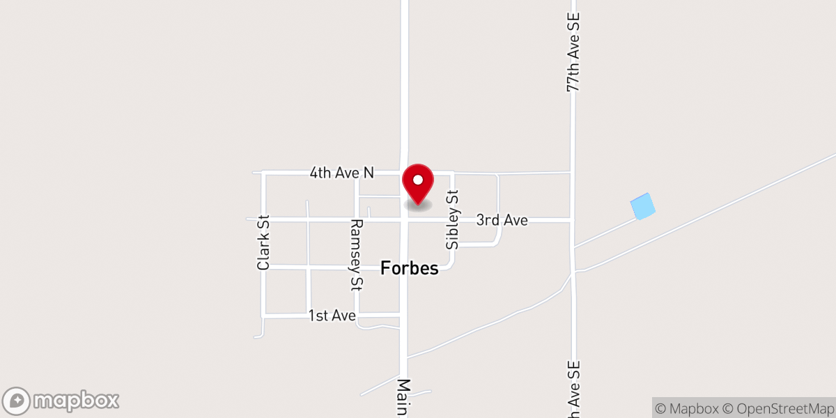 Map showing location of Forbes Church