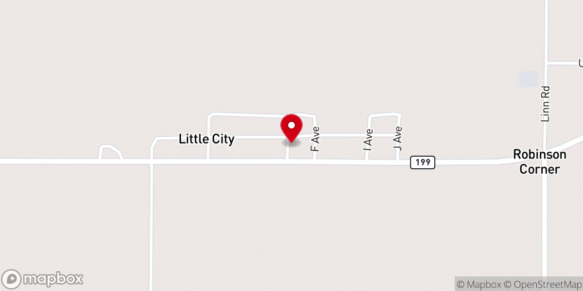 Map showing location of Little City Baptist Church