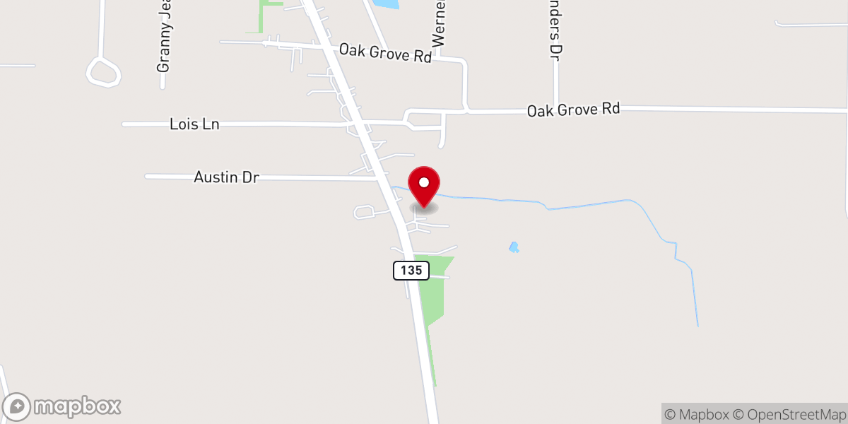 Map showing location of Oak Grove United Pentecostal Church