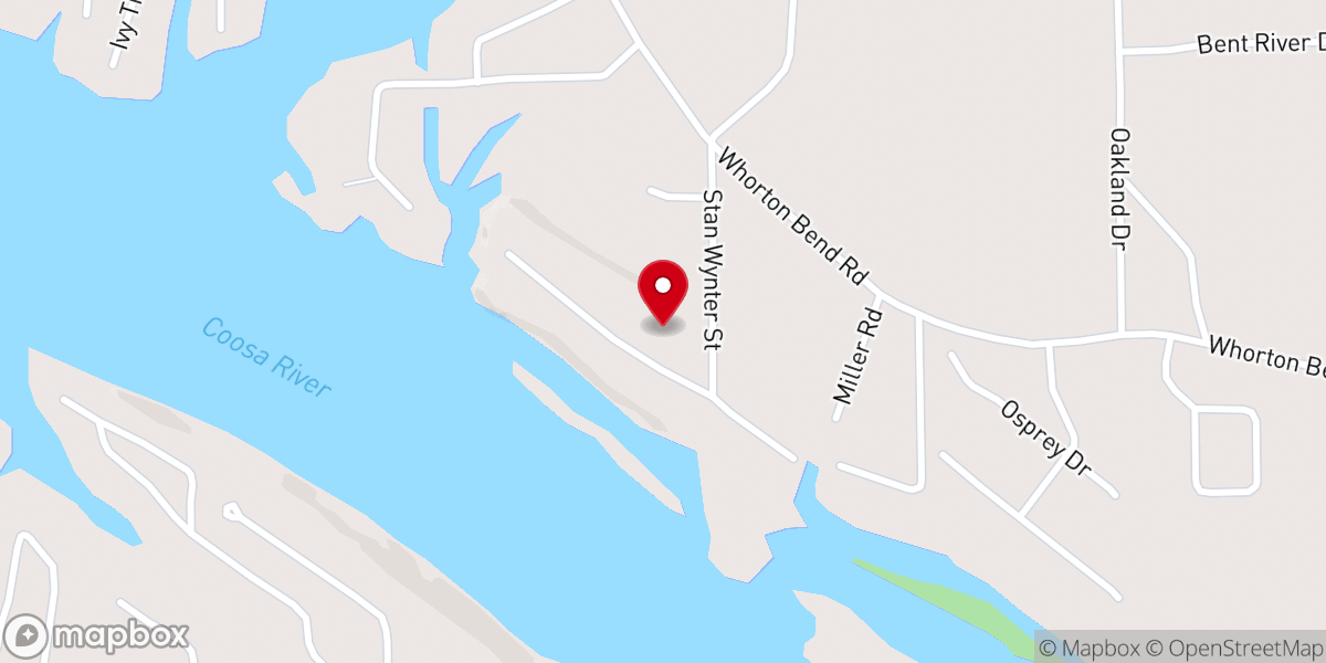 Map showing location of Riverbend Baptist Church