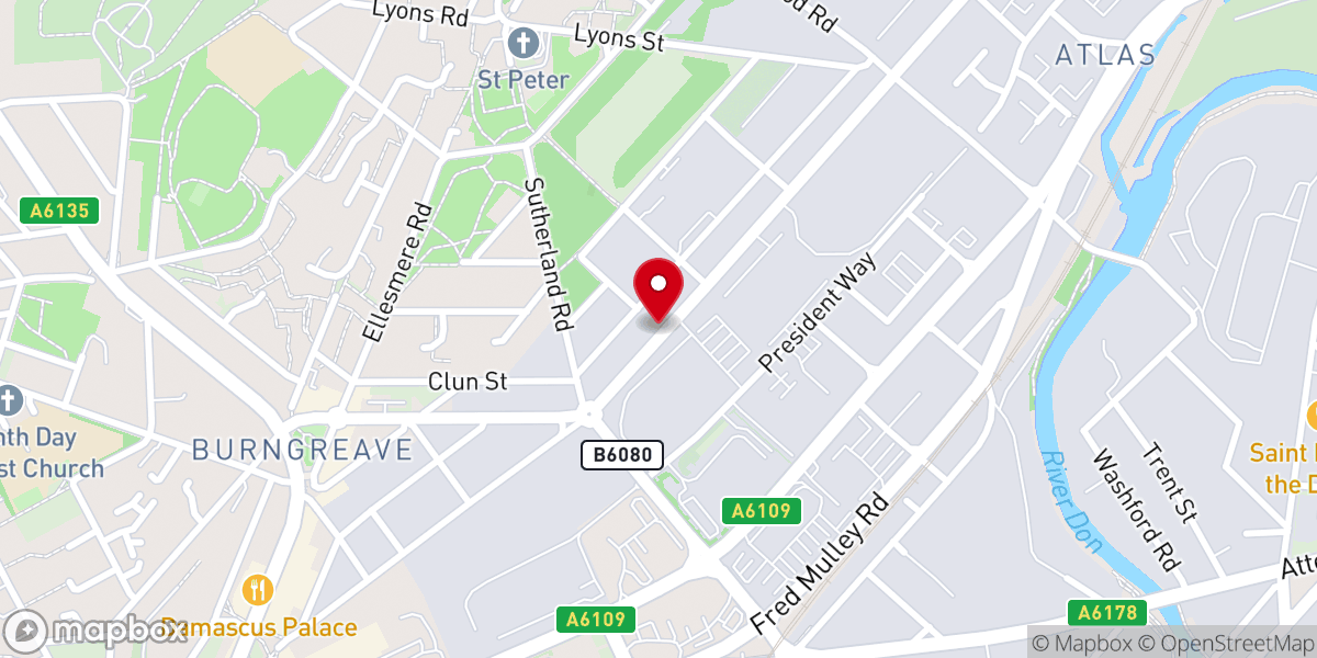 Map showing location of Winners Chapel International Sheffield