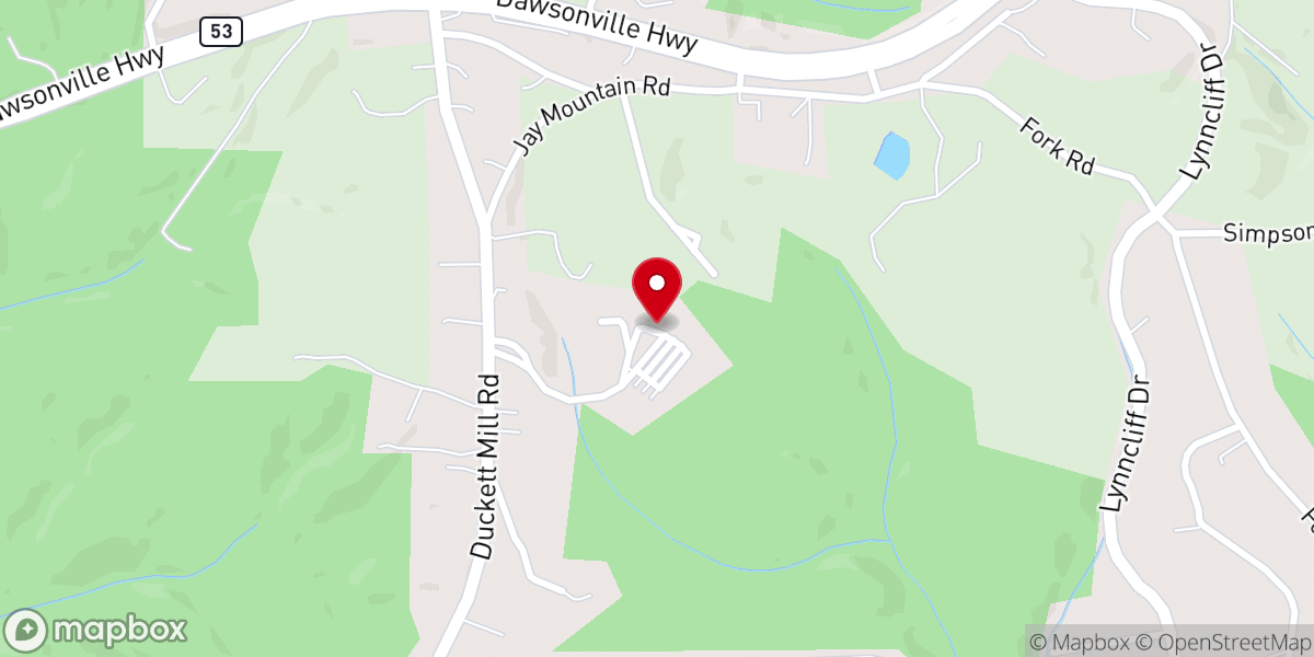 Map showing location of Lanier Hills Church