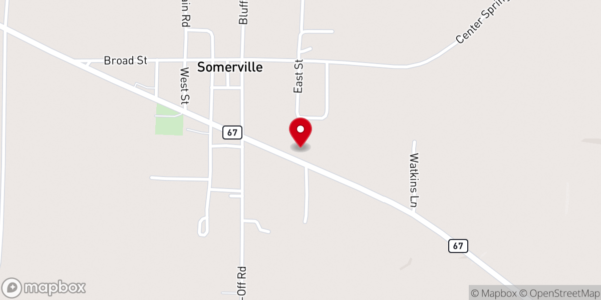 Map showing location of Somerville Baptist Church: East Campus