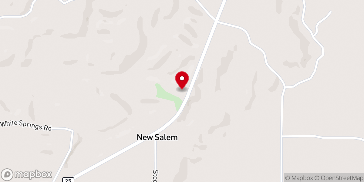 Map showing location of New Salem Methodist Church