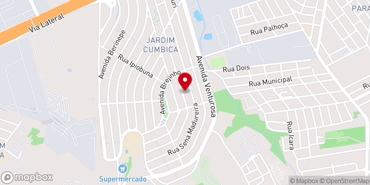 Map showing location of Igreja Batista Central em Jardim Cumbica