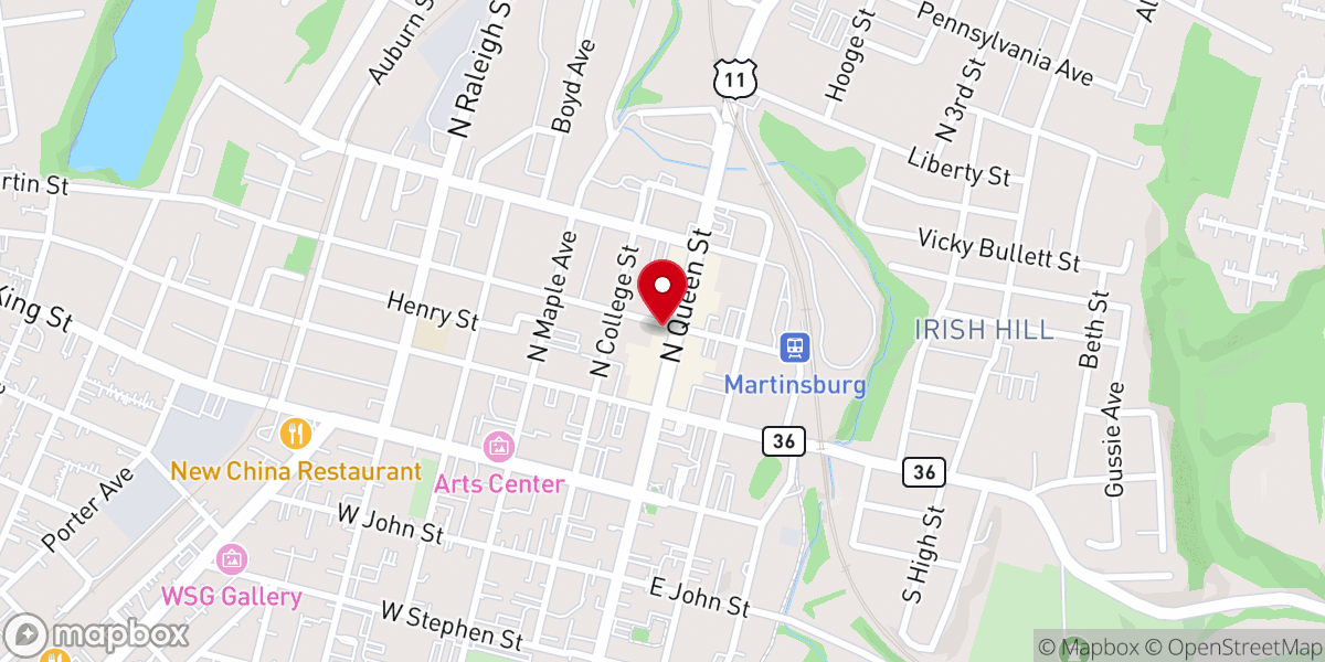 Map showing location of St John's Lutheran Church