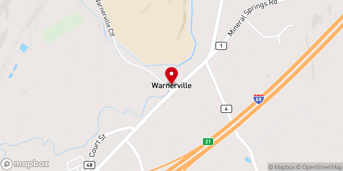 Map showing location of Warnerville