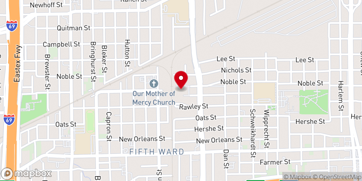 Map showing location of Fifth Ward Missionary Baptist Church