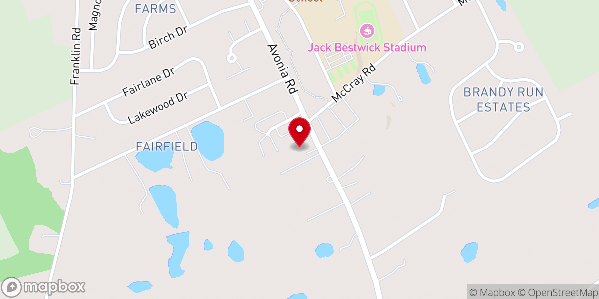 Map showing location of Fairview Bible Church