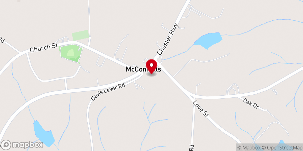 Map showing location of McConnells First Baptist Church