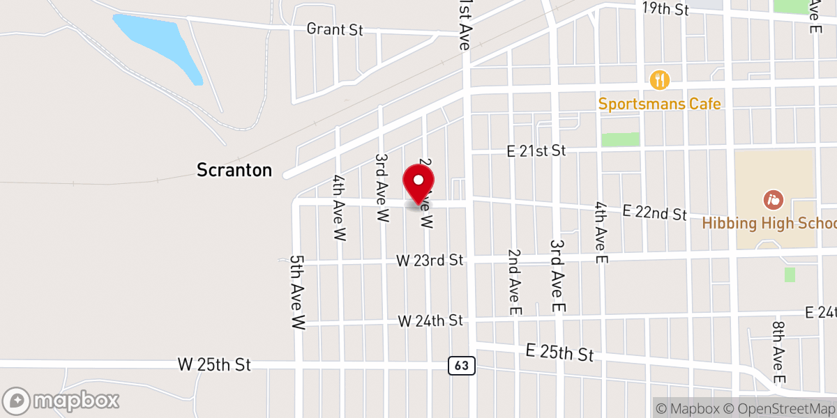 Map showing location of Hibbing Christian Assembly