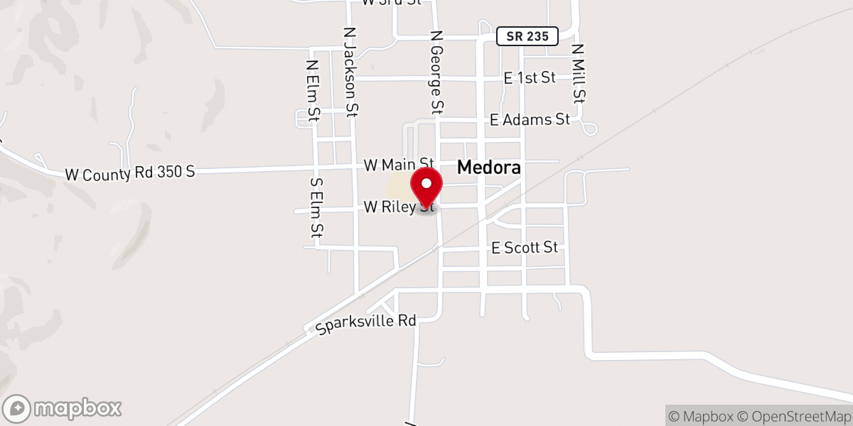 Map showing location of Christian Church Medora