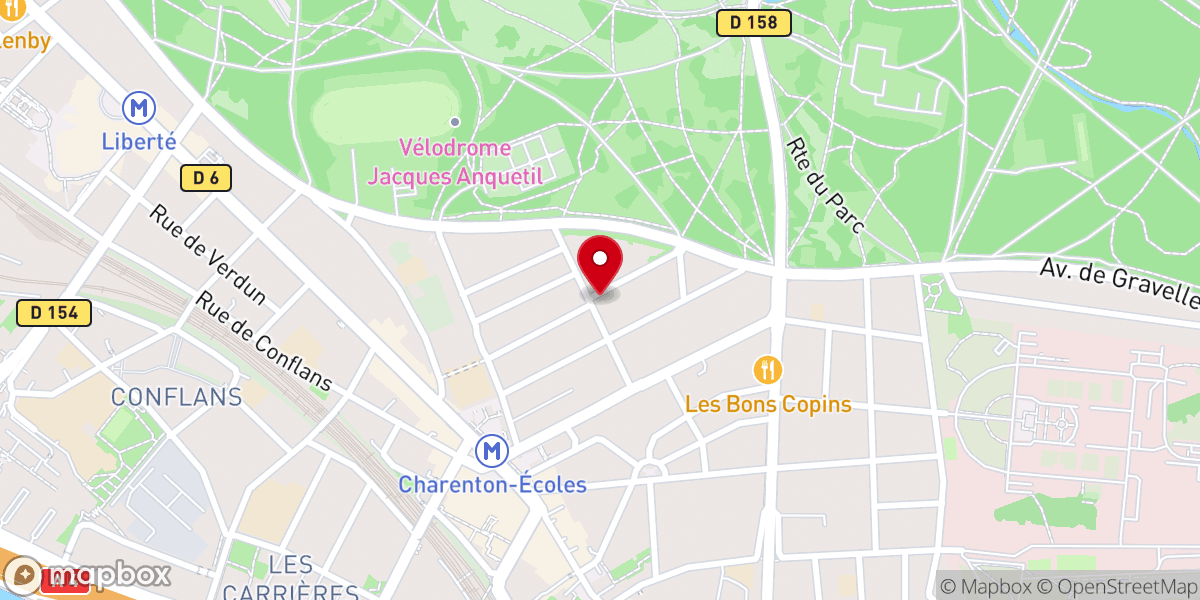 Map showing location of Temple de Charenton-le-Pont
