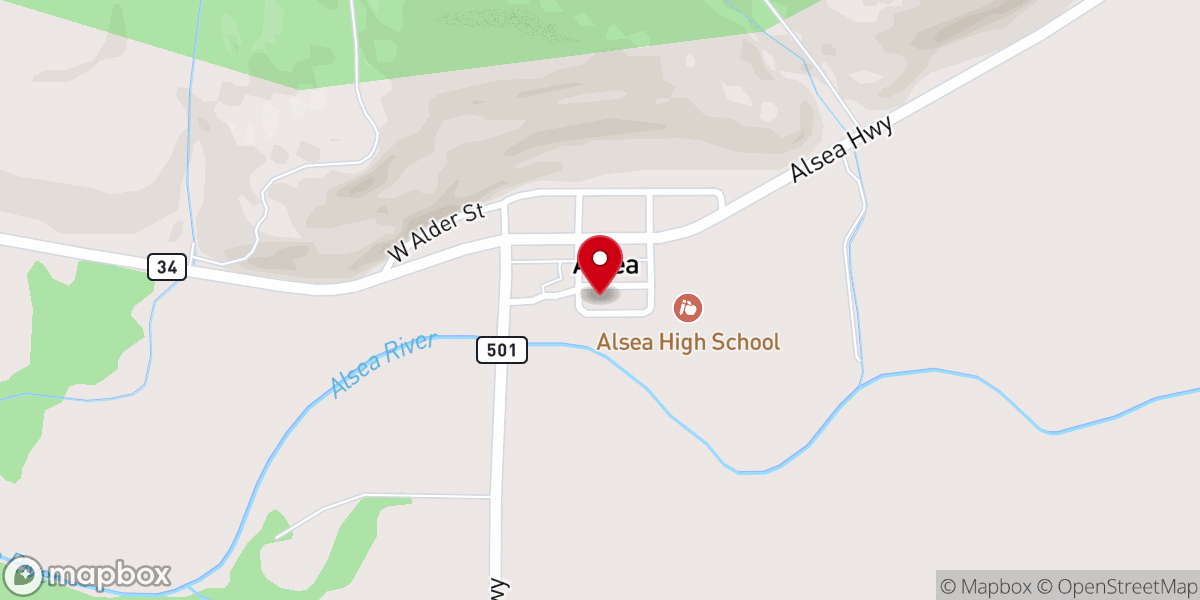 Map showing location of Alsea Community Effort