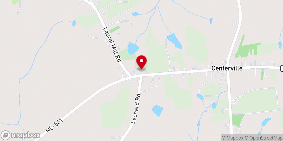 Map showing location of Centerville Baptist Church