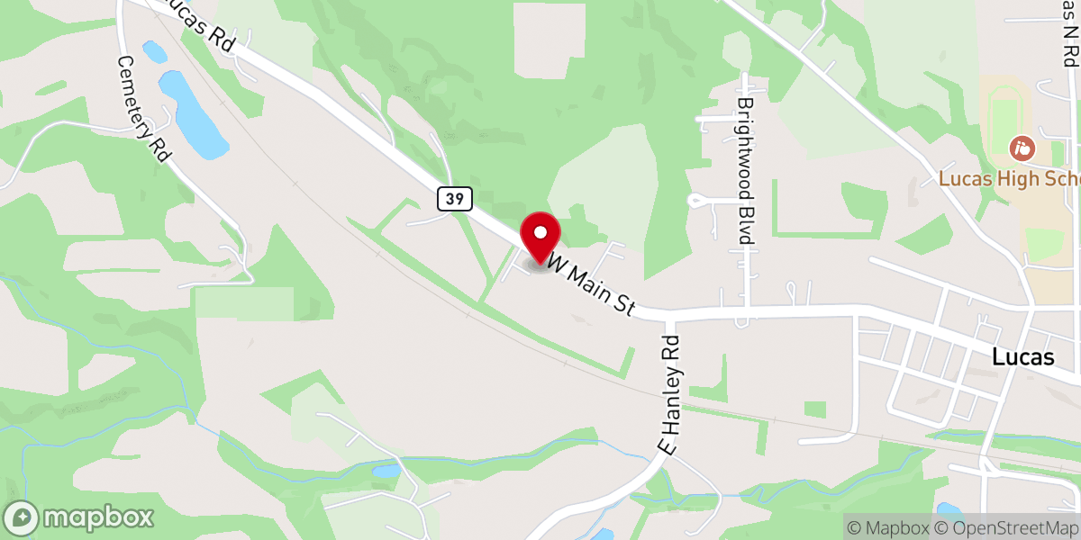 Map showing location of Lucas Community Center