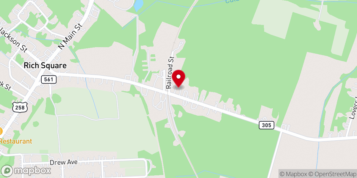 Map showing location of Rich Square First Baptist Church