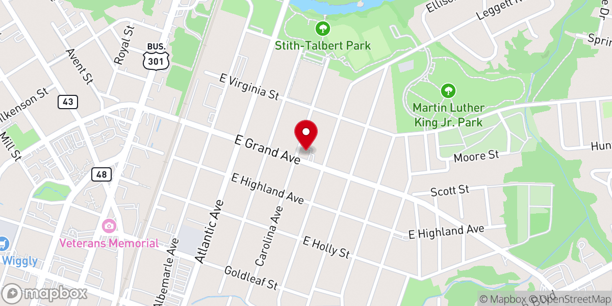 Map showing location of North End Missionary Baptist Church