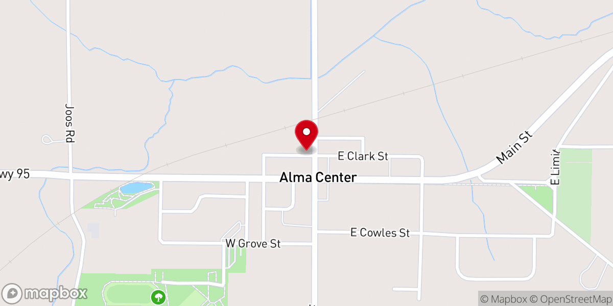 Map showing location of Neighborhood Food Pantry of Alma Center