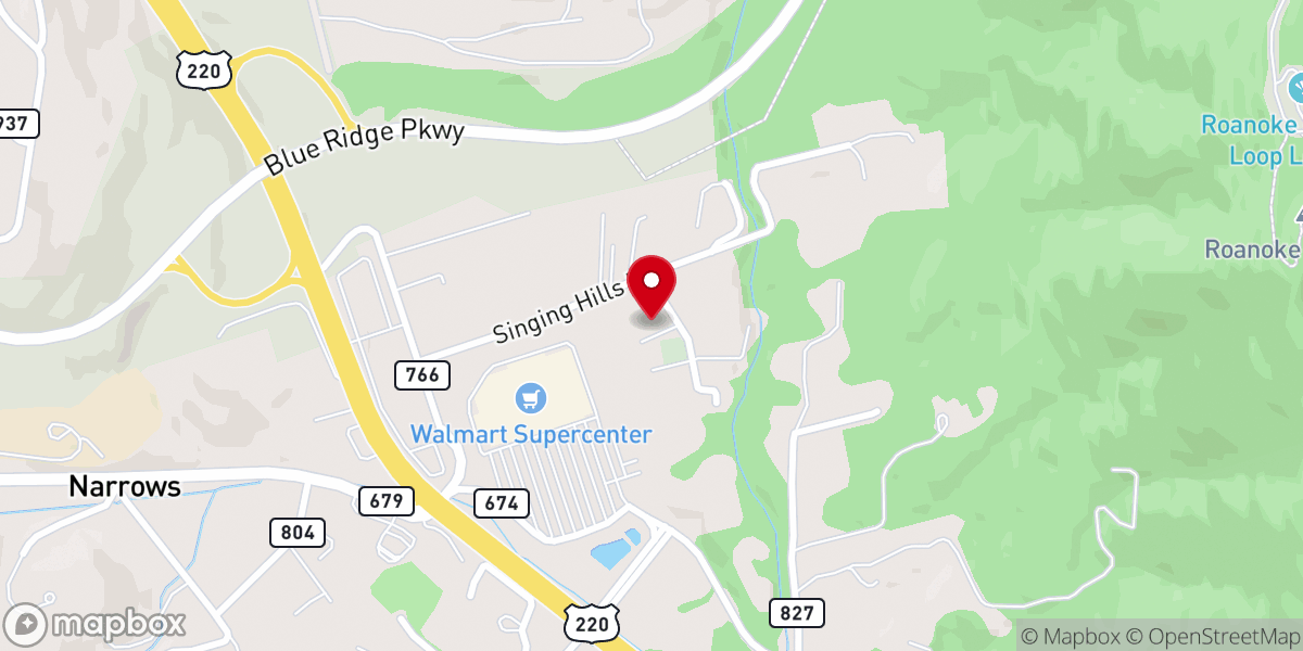 Map showing location of Clearbrook Baptist Church