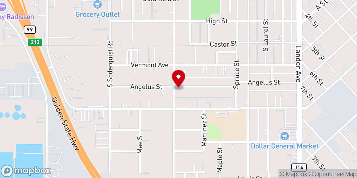 Map showing location of First Southern Baptist Church of Turlock