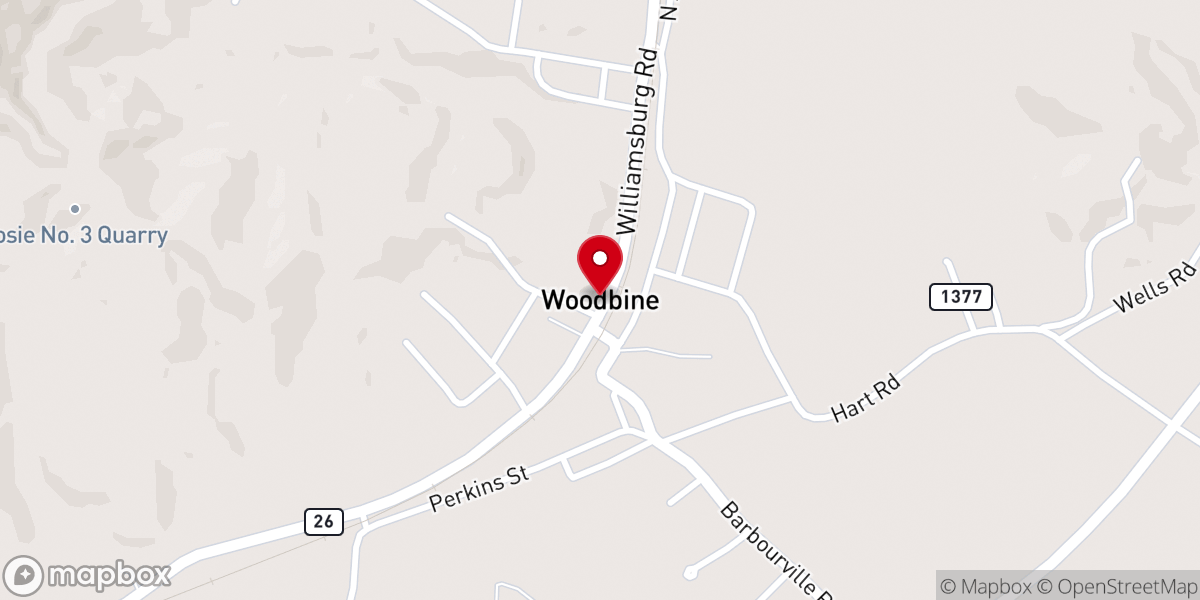 Map showing location of Woodbine