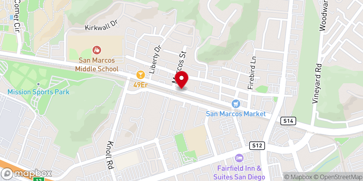 Map showing location of Palomar Korean Church