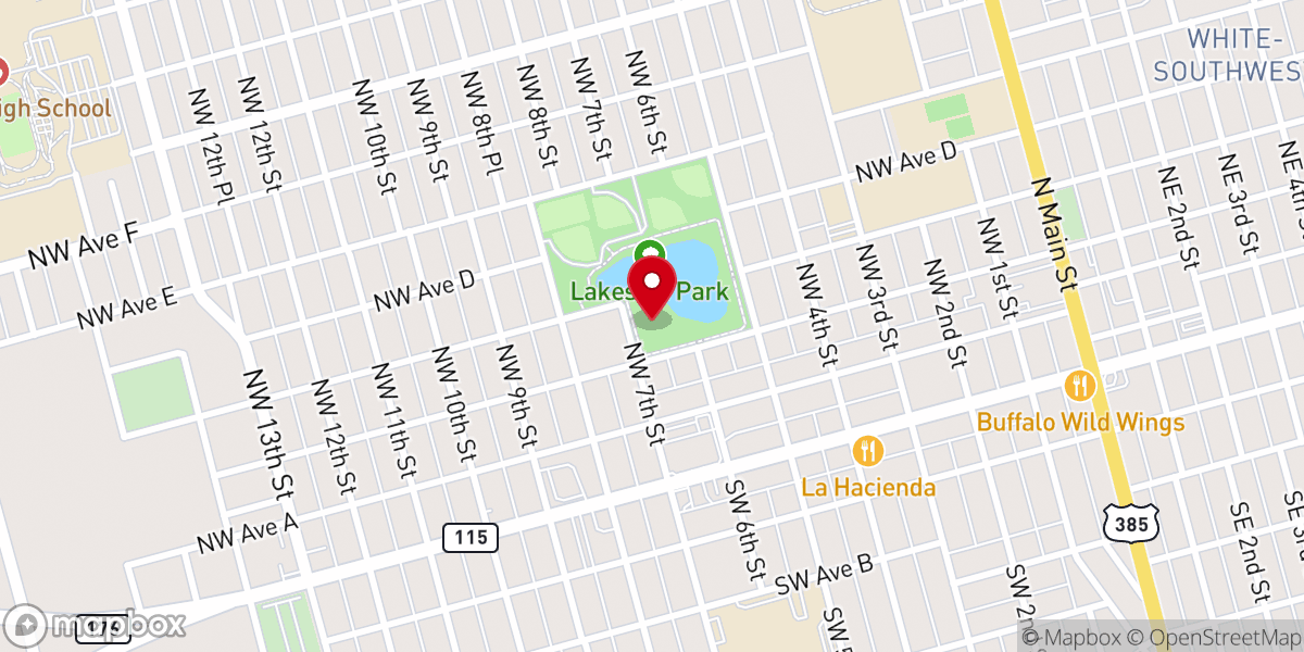 Map showing location of Lakeside Park