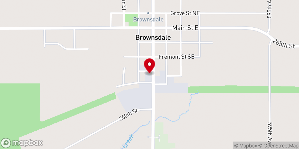 Map showing location of Brownsdale Fire Department