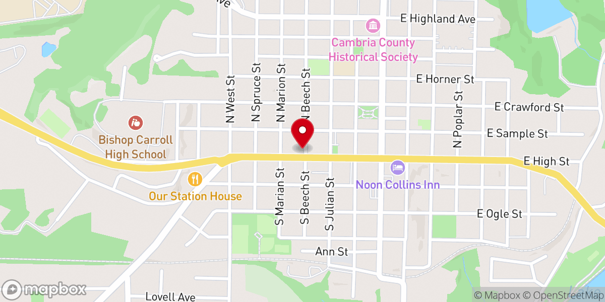 Map showing location of First Christian Church