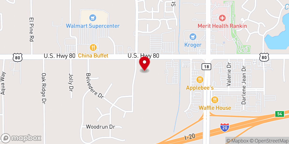 Map showing location of Park Place Baptist Church