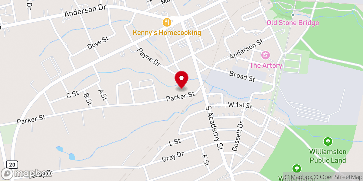 Map showing location of Williamston Pentecostal Holiness Church