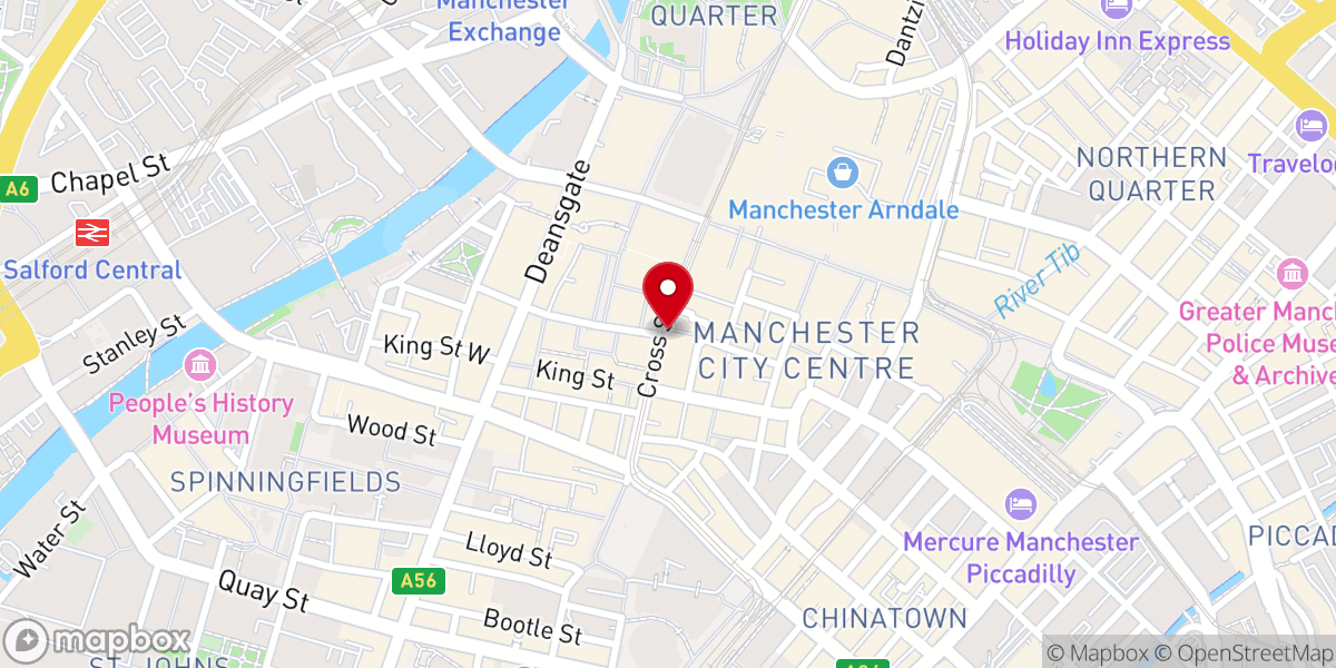 Map showing location of Cross Street Chapel, Unitarian