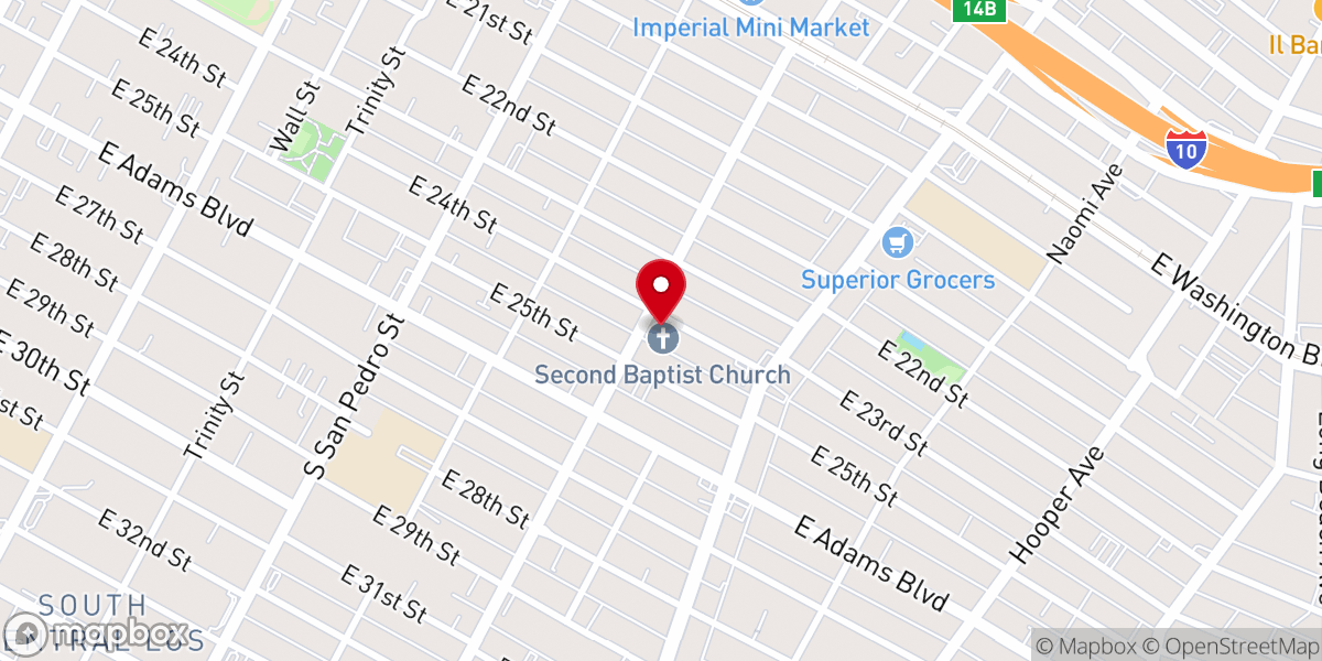 Map showing location of Second Baptist Church
