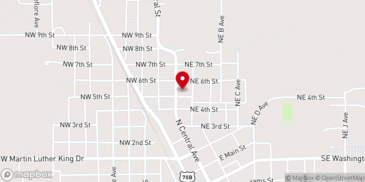 Map showing location of Central Baptist Church