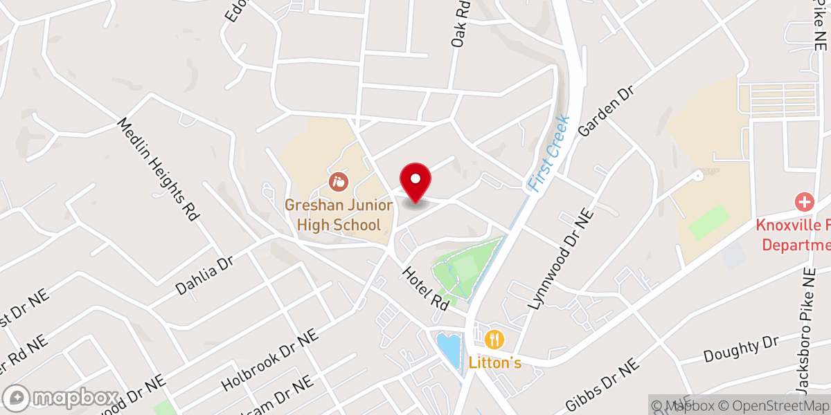 Map showing location of Fountain City Presbyterian Church