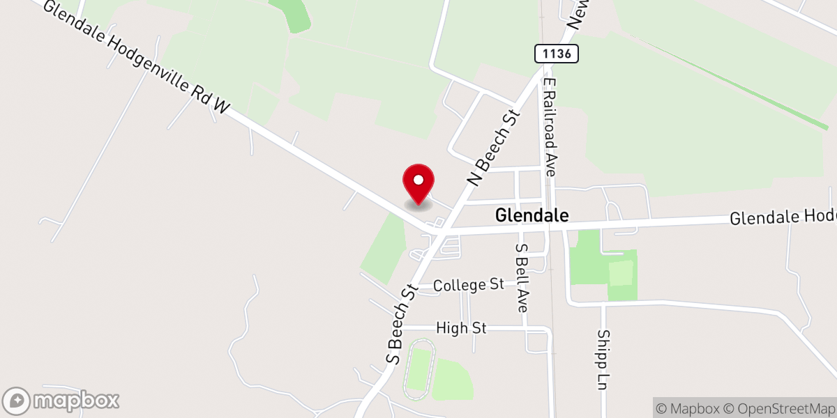 Map showing location of Glendale Methodist Church