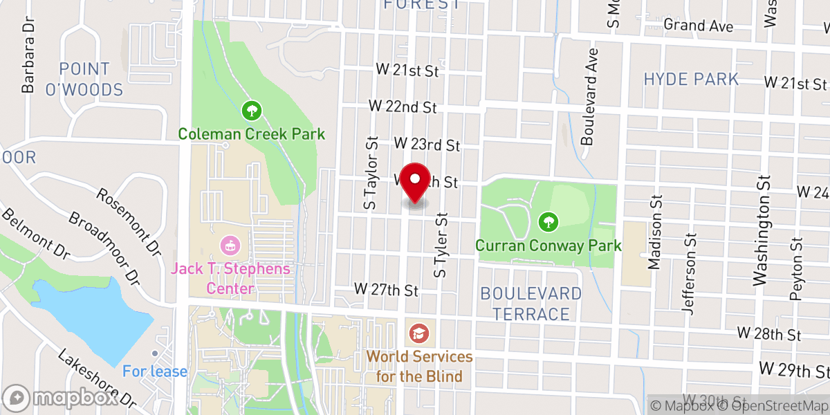 Map showing location of Oak Forest United Methodist